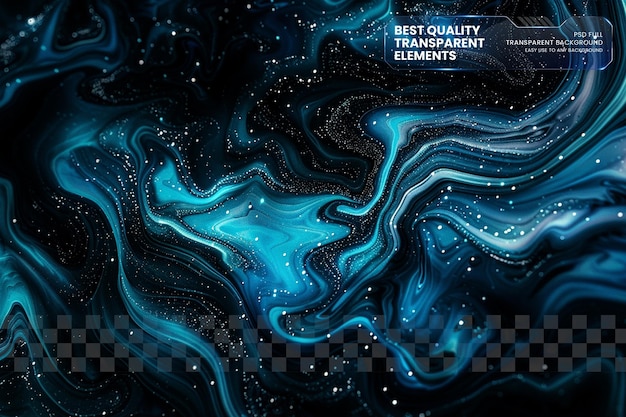 Cosmic Liquid Ocean Abstract met Sterrennacht en Swirling Blue op een doorzichtige achtergrond