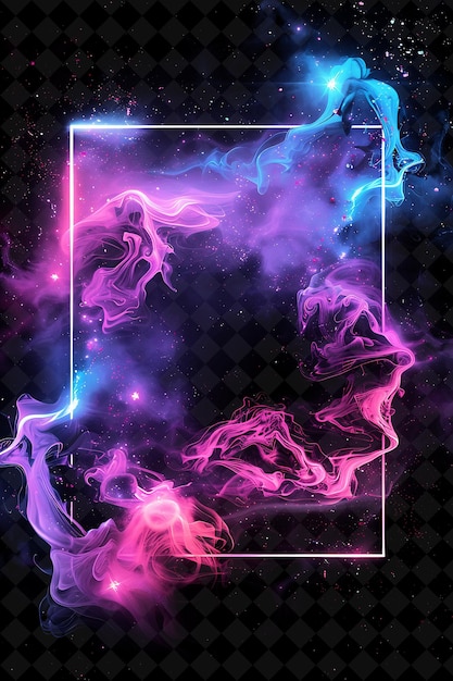 Cosmic stardust arcane frame met swirling stardust en cele neon color frame y2k art collection