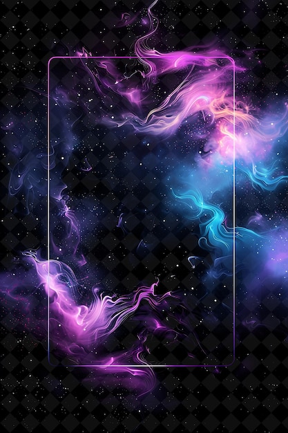 PSD cosmic stardust arcane frame con swirling stardust e cele neon color frame y2k art collection