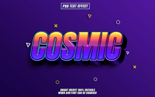 cosmic text effect font editable typography 3d text