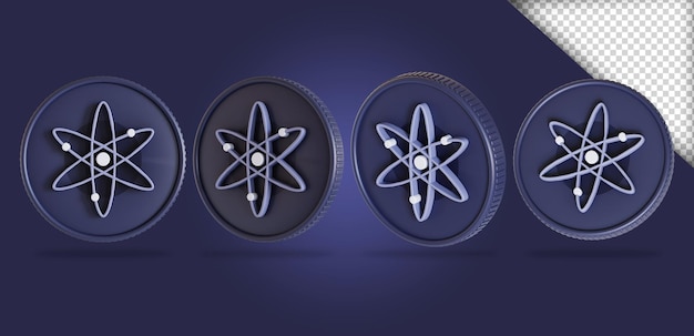 cosmos atom cryptocurrency coin 3d rendering collections