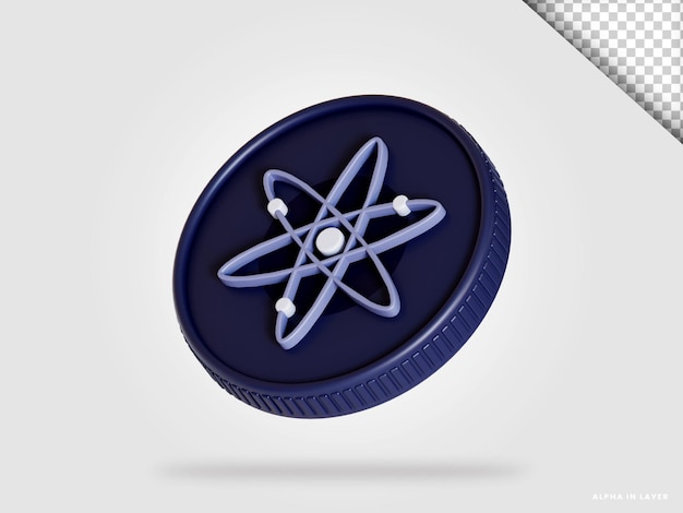 cosmos atom cryptocurrency coin 3d rendering isolated