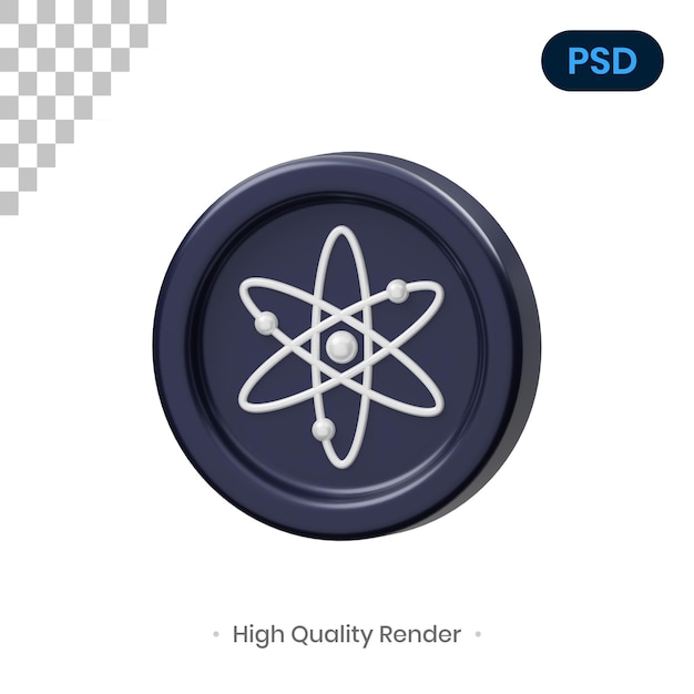 PSD cosmos coin 3d render illustratie premium psd