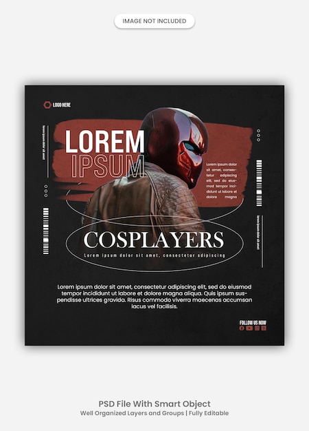 Cosplayer social media banner or instagram post template