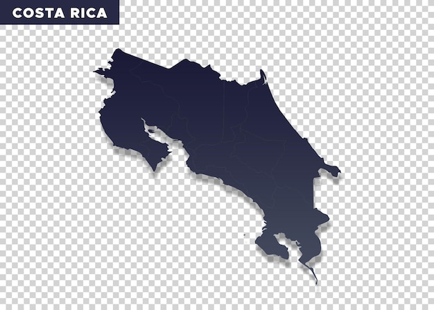 PSD 透明な背景の黒いコスタリカの地図