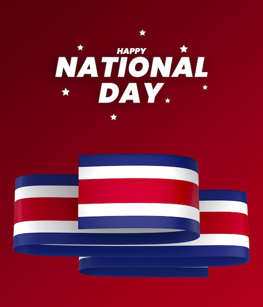 costa rica flag element design national independence day banner ribbon psd
