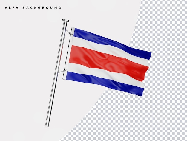 Costa Rica high quality flag in realistic 3d render