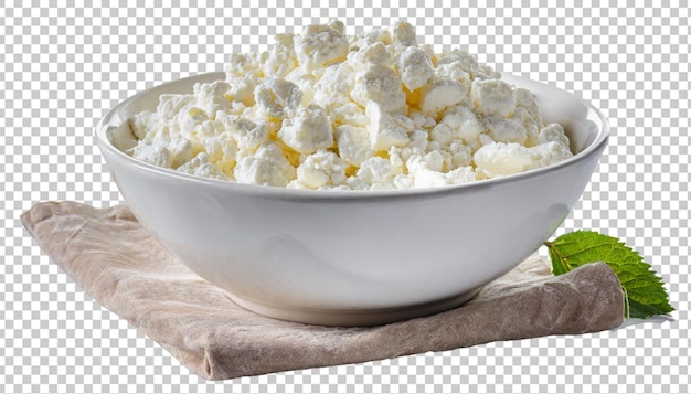 PSD cottage cheese in a bowl isolated on transparent background
