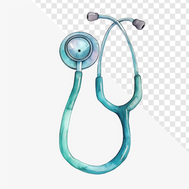 PSD cottage core stethoscope illustrazione estetico cyan sfondo trasparente