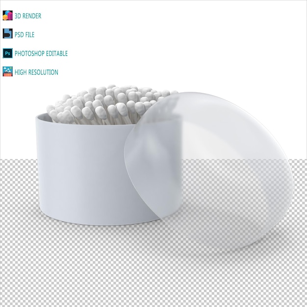 PSD cotton buds 3d render psd