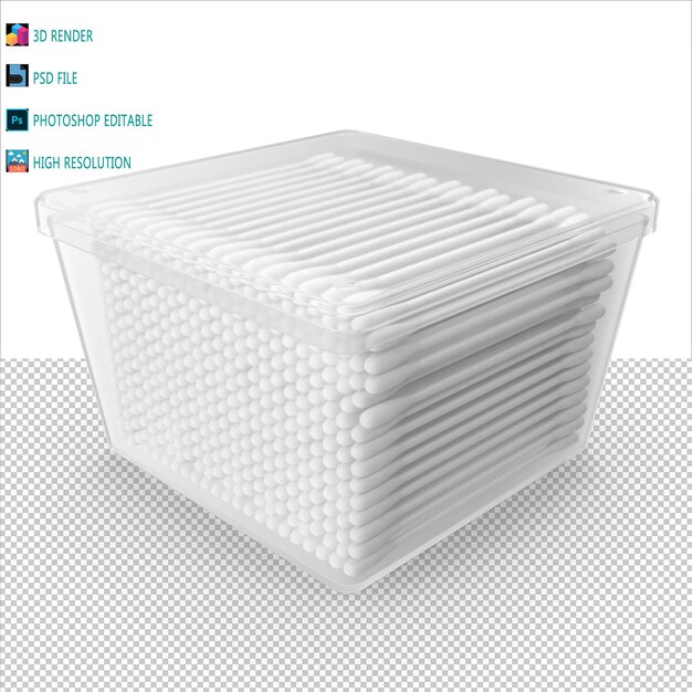 PSD cotton buds 3d render psd