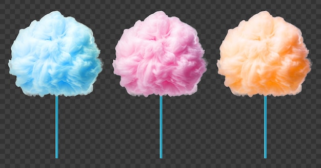 PSD cotton candy set isolated on transparent background