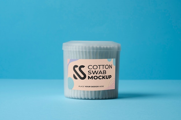 PSD mock-up di cotton fioc con contenitore