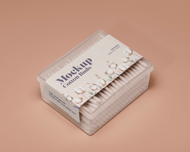 PSD cotton swabs packaging mockup