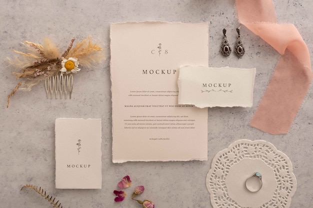 Cotton wedding invitation mockup