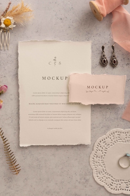 PSD mockup di invito a nozze in cotone