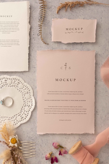 cotton wedding invitation mockup