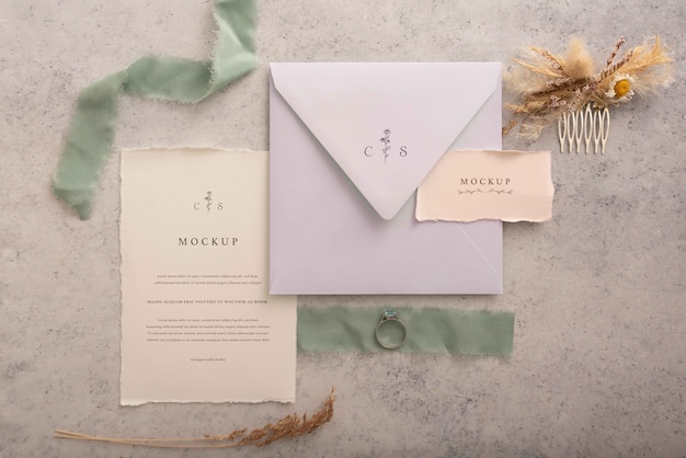 cotton wedding invitation mockup