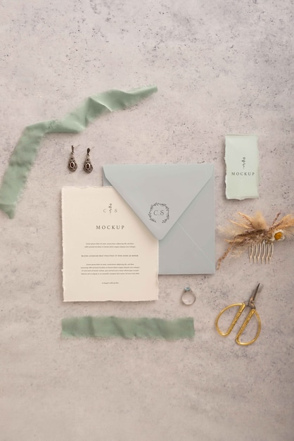 PSD cotton wedding invitation mockup