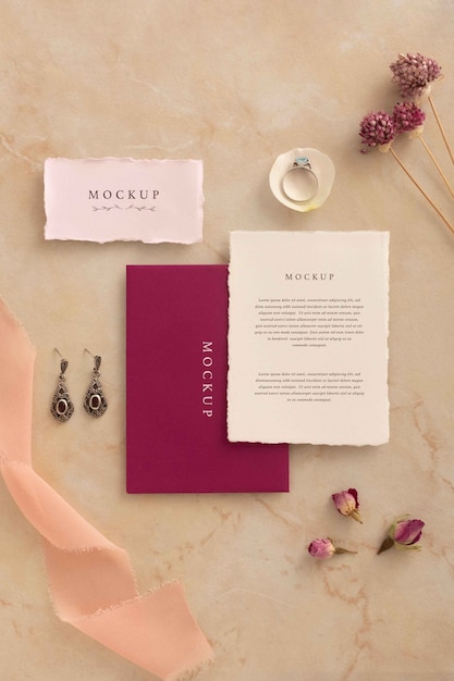 cotton wedding invitation mockup