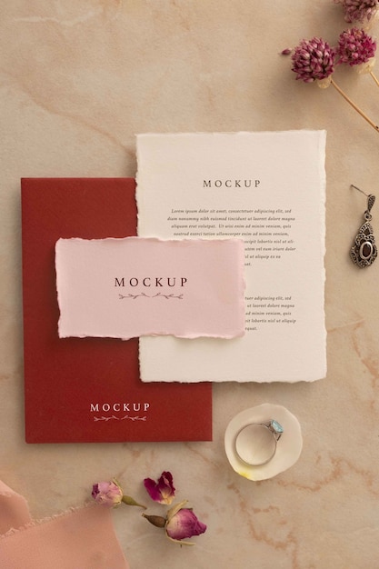 Mockup di invito a nozze in cotone