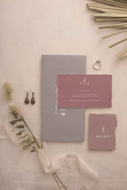 PSD cotton wedding invitation mockup