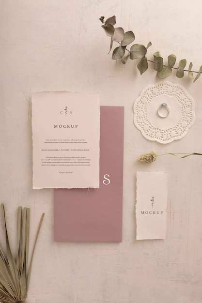 PSD cotton wedding invitation mockup