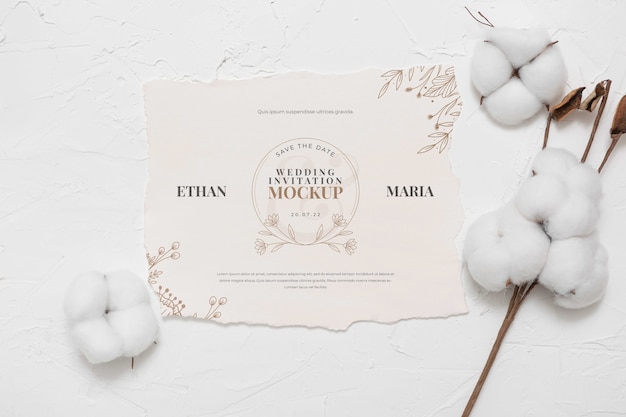 PSD mockup di invito a nozze in cotone