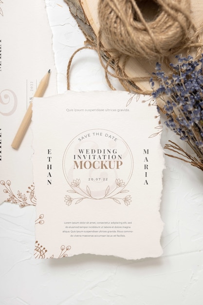 PSD mockup di invito a nozze in cotone