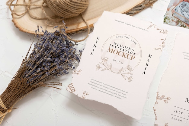 PSD cotton wedding invitation mockup