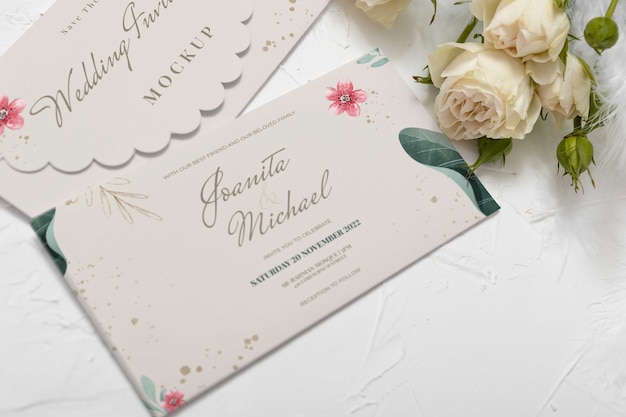 Cotton wedding invitation mockup