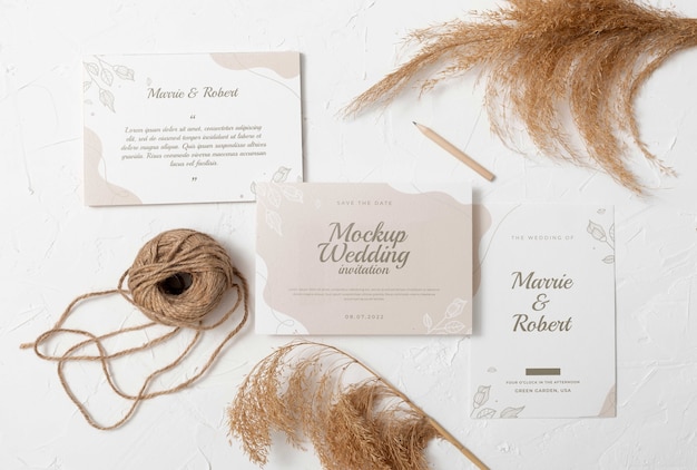 Mockup di invito a nozze in cotone