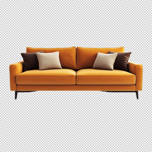 Couch with Pillows isolated on transparent background