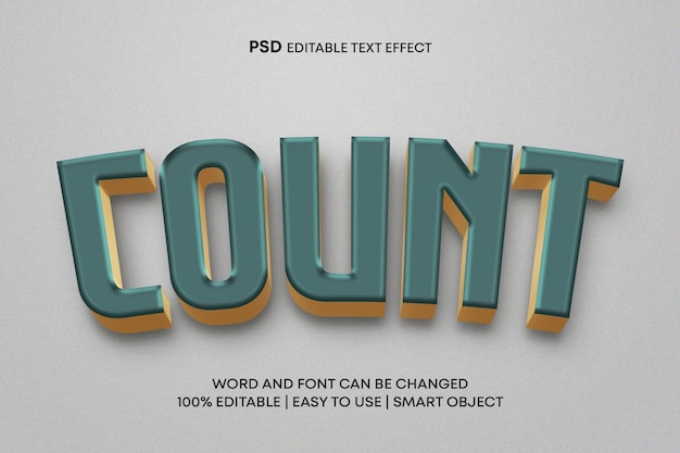 Count 3d editable text effect
