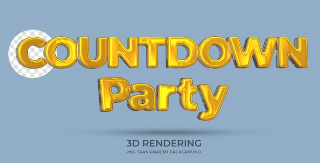 Countdown pary text style 3d rendering sfondo trasparente