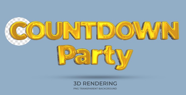Обратный отсчет Pary Text Style 3d рендеринг прозрачный фон