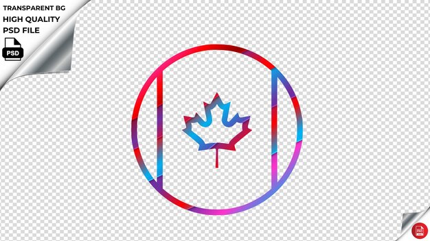 PSD country flag canada vector icon red blue purple ribbon psd transparent