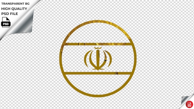 Country flag iran golden color melted paint psd transparent