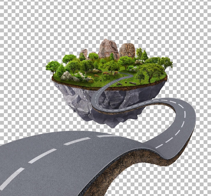 Country side green environment with road route way Beautiful natural horizon and green mountains
