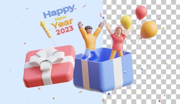 カップルは2023年の新年を祝います