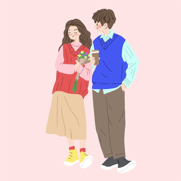 PSD couple character illustration