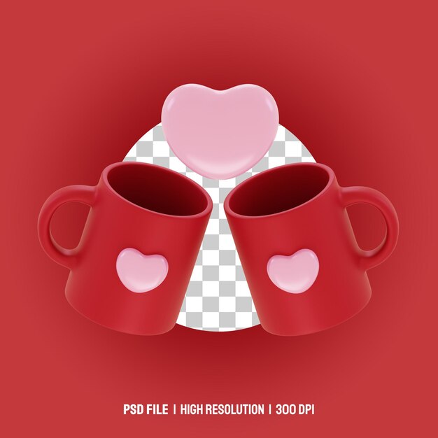 PSD couple chocolate drink 3d illustration