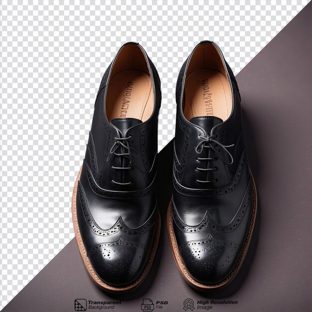 PSD couple classic english black brogue isolated on transparent background