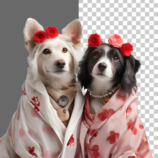 PSD couple of dogs male and female dogs celebrate love at valentines day on february illustration