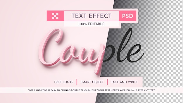 PSD couple editable text effect font style