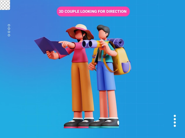 PSD coppia alla ricerca di un personaggio 3d