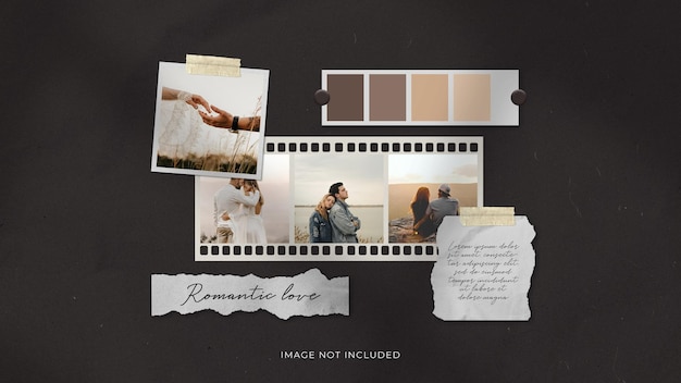 Couple love photo frame set moodboard mockup