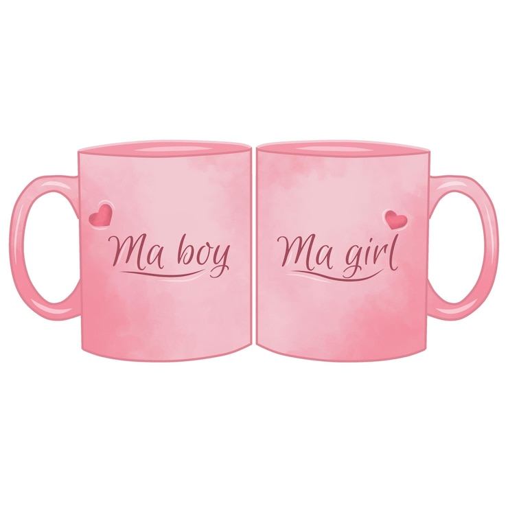 PSD couple mug illustration