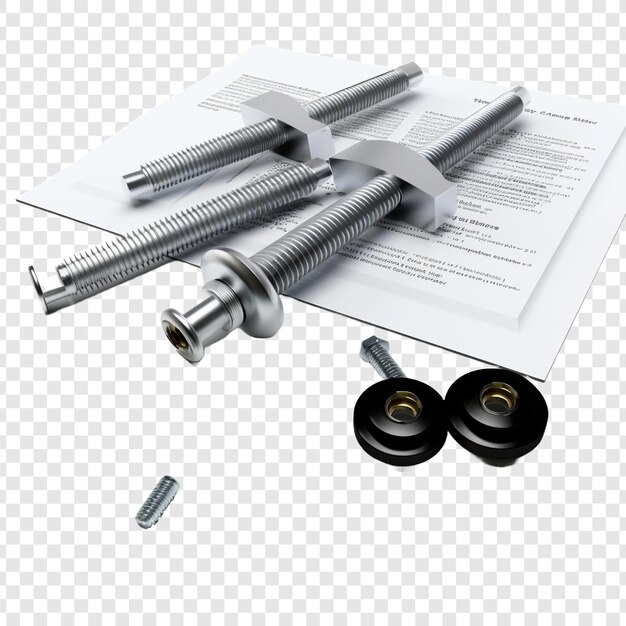 A couple of pages and fasteners isolated on transparent background