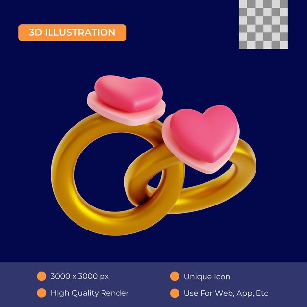 PSD couple ring 3d illustration